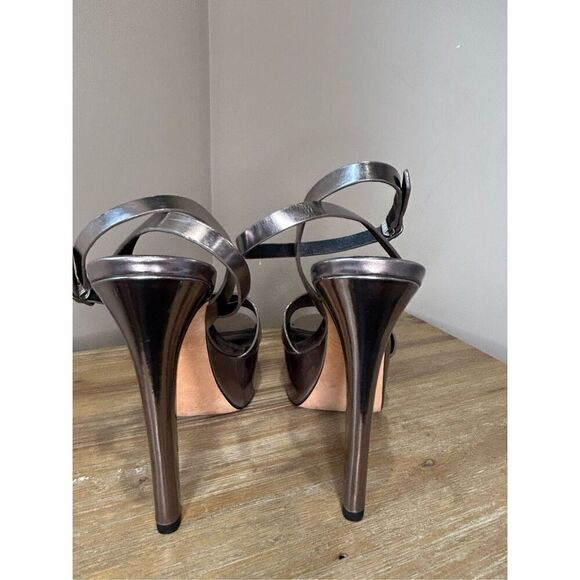 HALSTON HERITAGE LEATHER PLATFORM SANDALS - Picture 7 of 8